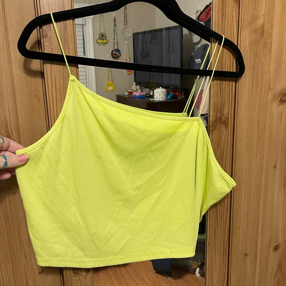 Neon yellow asymmetrical tank